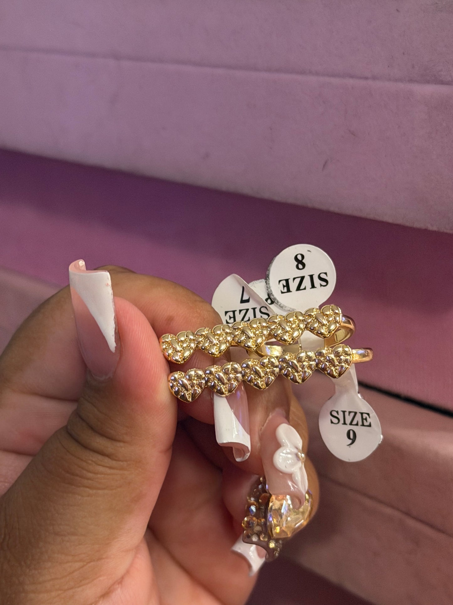 Double heart nugget ring