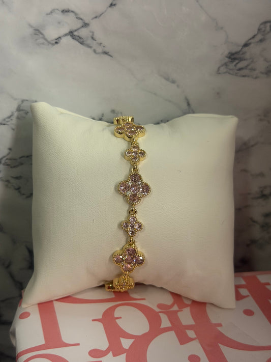 Pink clover bracelet