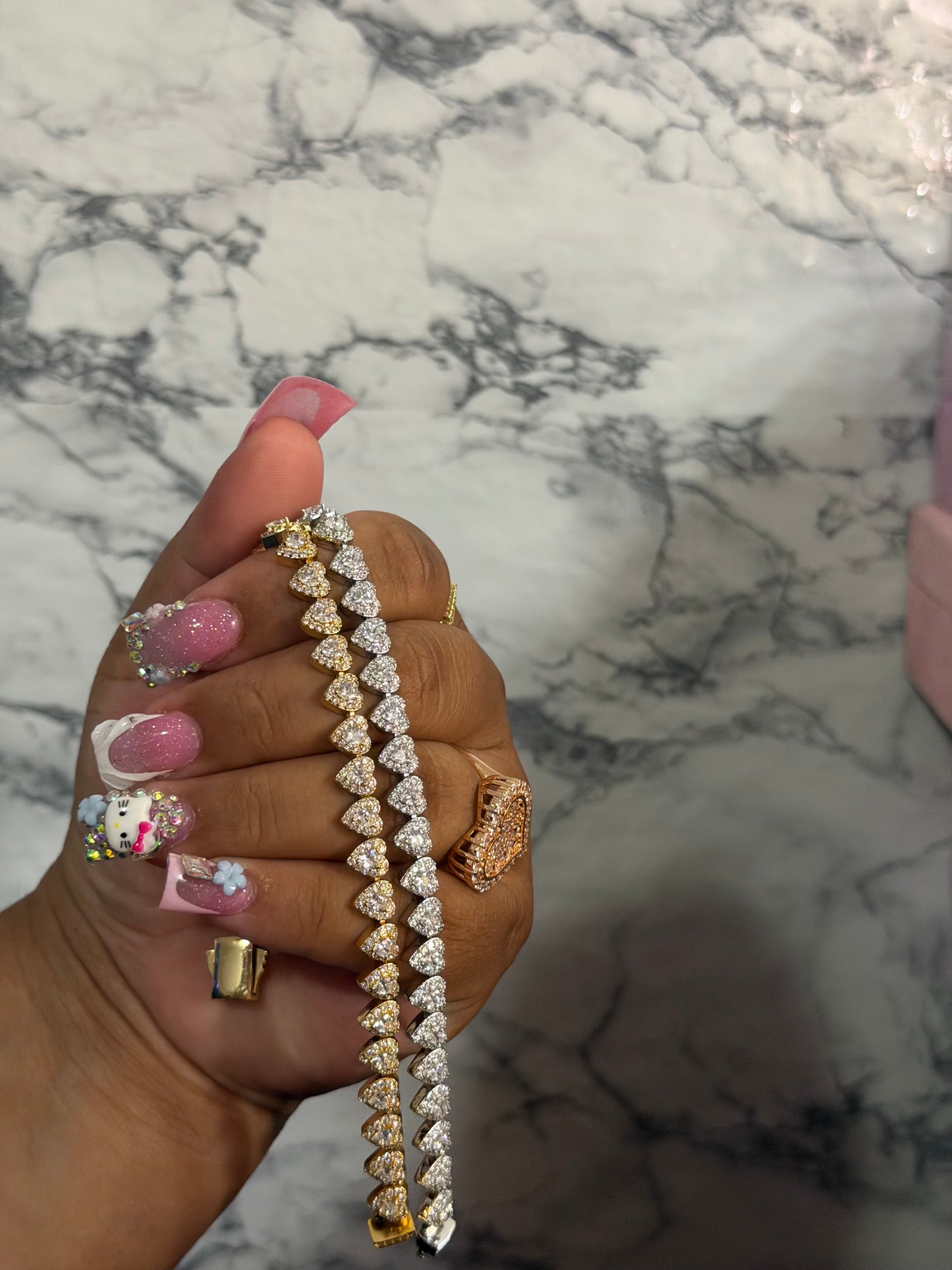 Heart tennis bracelet