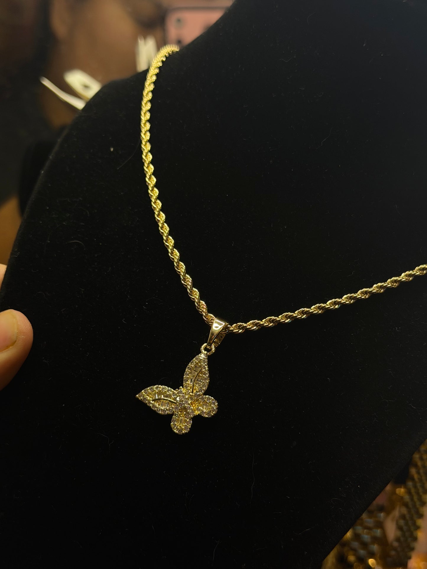 Diamond butterfly necklace