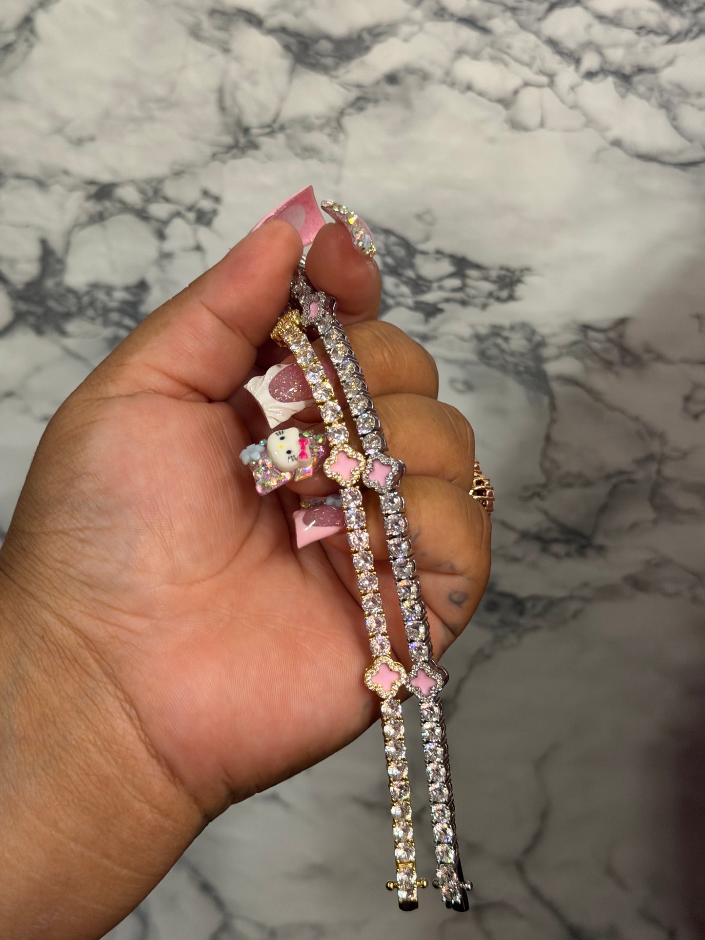 Pink Clover tennis bracelet