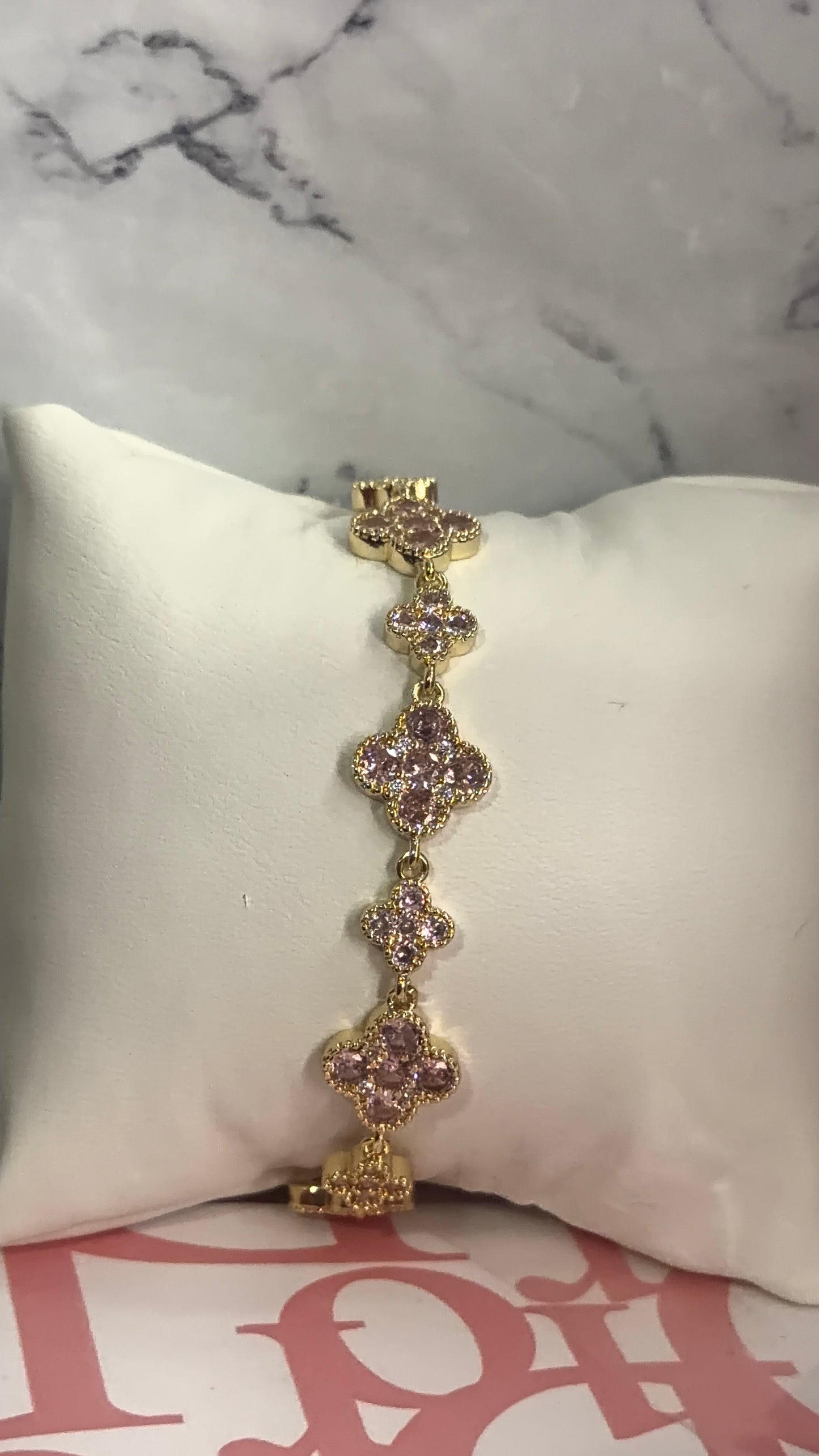 Pink clover bracelet