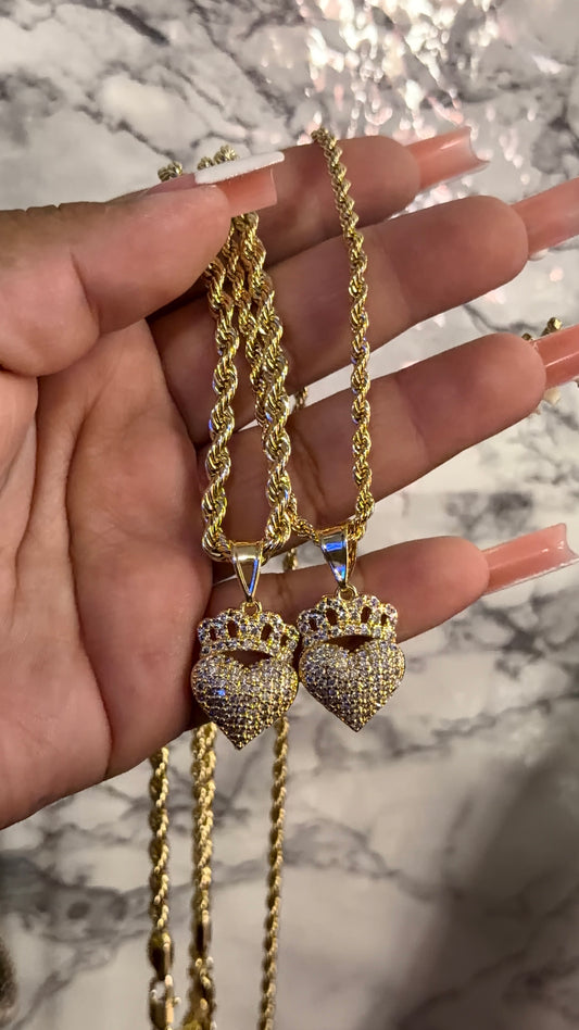 Crown heart diamond necklace